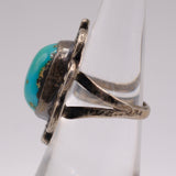 Vintage Sterling Turquoise Florette Ring 5.75
