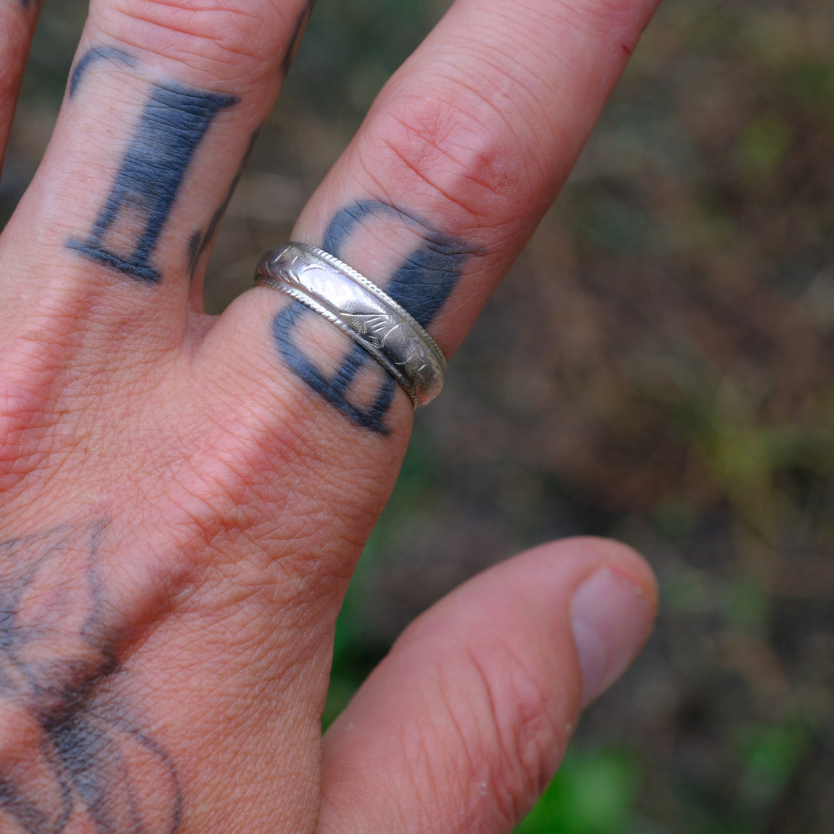 Vintage Sterling Sroll Band Ring 10.25