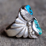 Vintage Sterling 2-Stone Turquoise Ring 11.25
