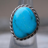 Vintage Sterling Turquoise Roper Ring 5.5