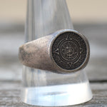 Vintage Sterling Aztec Calendar ring 11.5