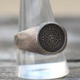 Vintage Sterling Aztec Calendar ring 11.5