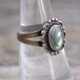 Vintage Sterling Abalone Ring 7