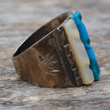 Vintage Sterling Turquoise and Mother Of Pearl Ring 12
