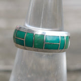 Vintage Sterling Turquoise Inlay Band 6
