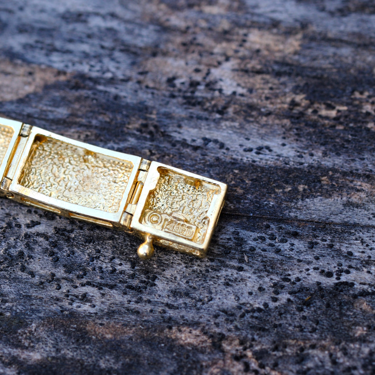 Vintage 14K Gold Greek Key Link Bracelet 6.75"