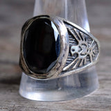 Vintage Sterling Hematite Thunderbird Ring 13