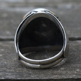 Vintage Sterling Turquoise Ribbed Band Ring 9