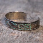 Vintage Sterling Turquoise Inlay Cuff