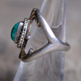 Vintage Sterling Turquoise Sandcast Ring 6.5