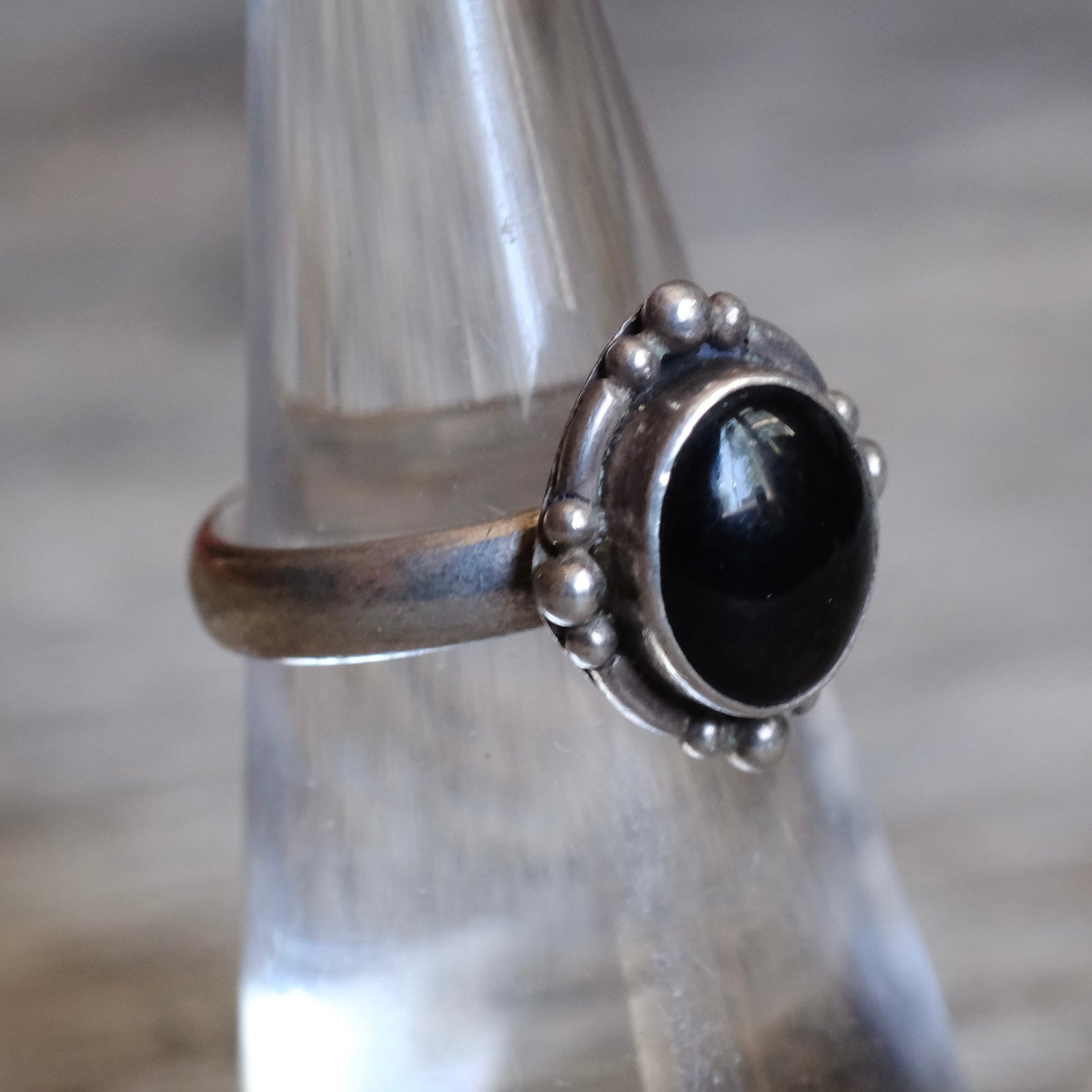 Vintage Sterling Onyx Ring 5.75