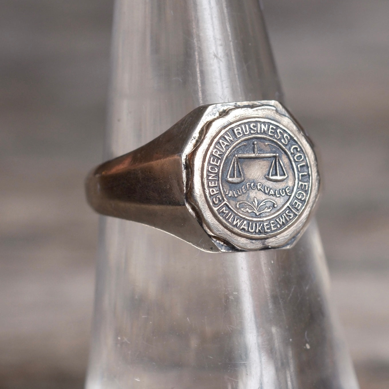 Vintage Sterling Collegiate Signet Ring 6.25