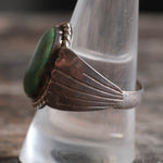Vintage Sterling Turquoise Ribbed Band Ring 10