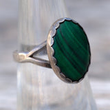 Vintage Sterling Malachite Ring 6.75