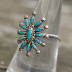 Vintage Sterling Turquoise Cluster Ring 6.75