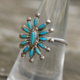 Vintage Sterling Turquoise Cluster Ring 6.75