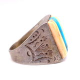 Vintage Sterling Turquoise and Mother Of Pearl Inlay Ring 10