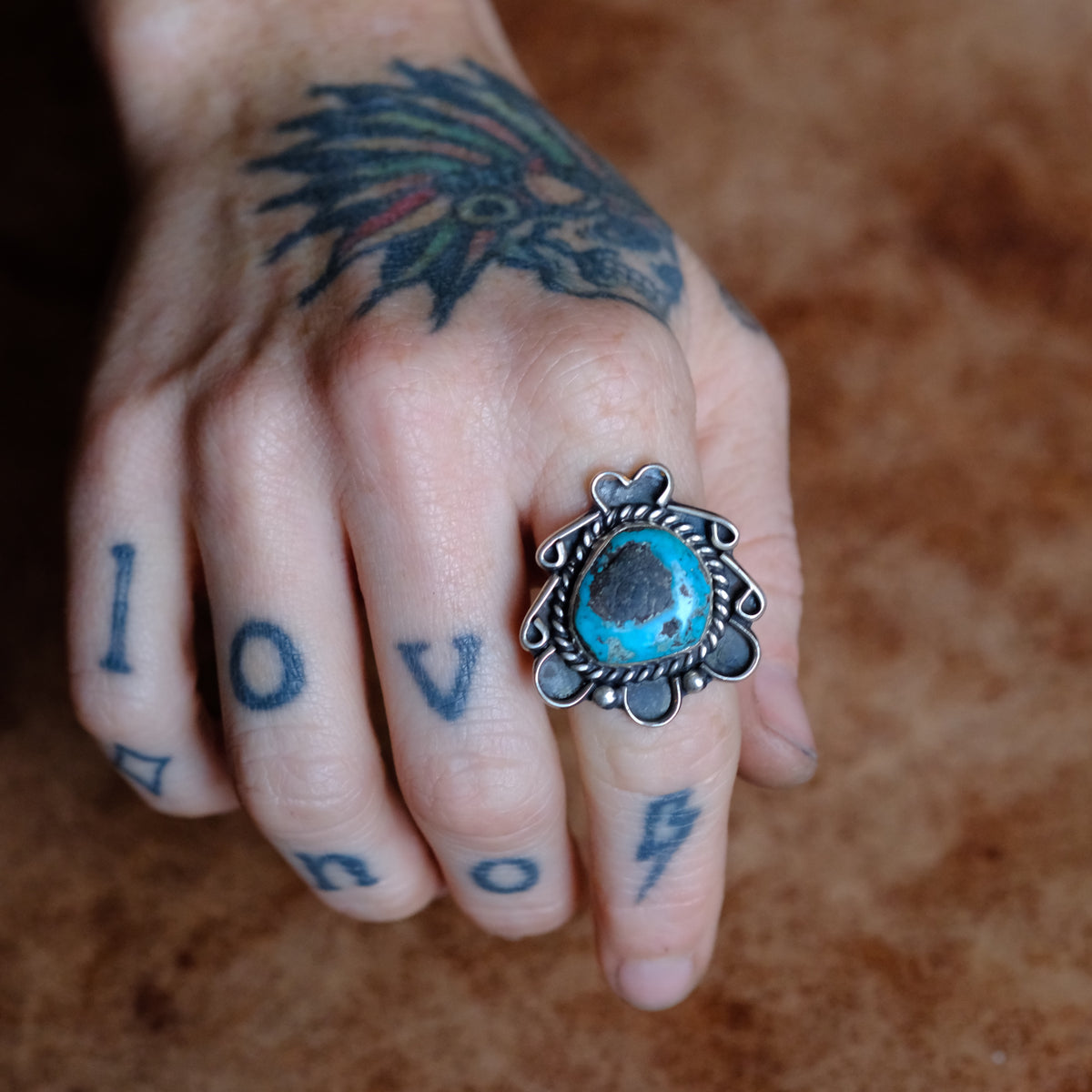 Vintage Sterling Turquoise Ring 6.5
