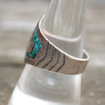 Vintage Sterling Turquoise and Coral Ring 8.75