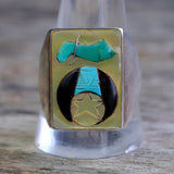 Vintage Sterling Shriners Inlay Ring 12