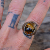 Vintage Sterling Tigers Eye Ring 10.5