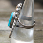 Vintage Sterling Turquoise Feather Ring 6.5