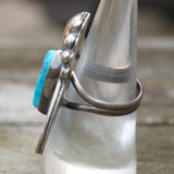 Vintage Sterling Turquoise Feather Ring 6.5
