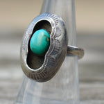 Vintage Sterling Turquoise Shadowbox Ring 8