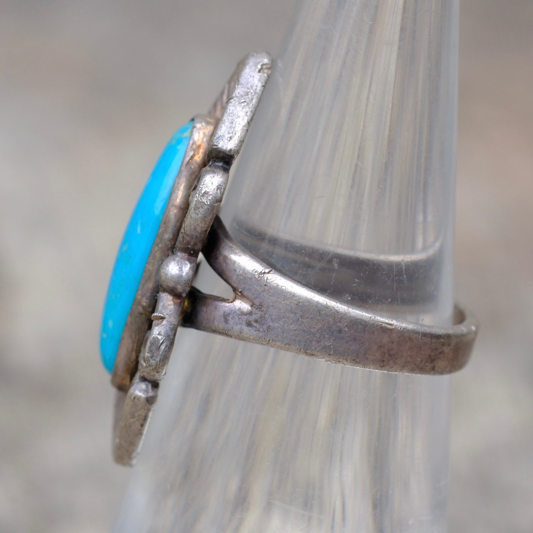 Vintage Sterling Turquoise Ring 4.75