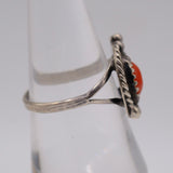 Vintage Sterling Coral Feather Ring 6.75