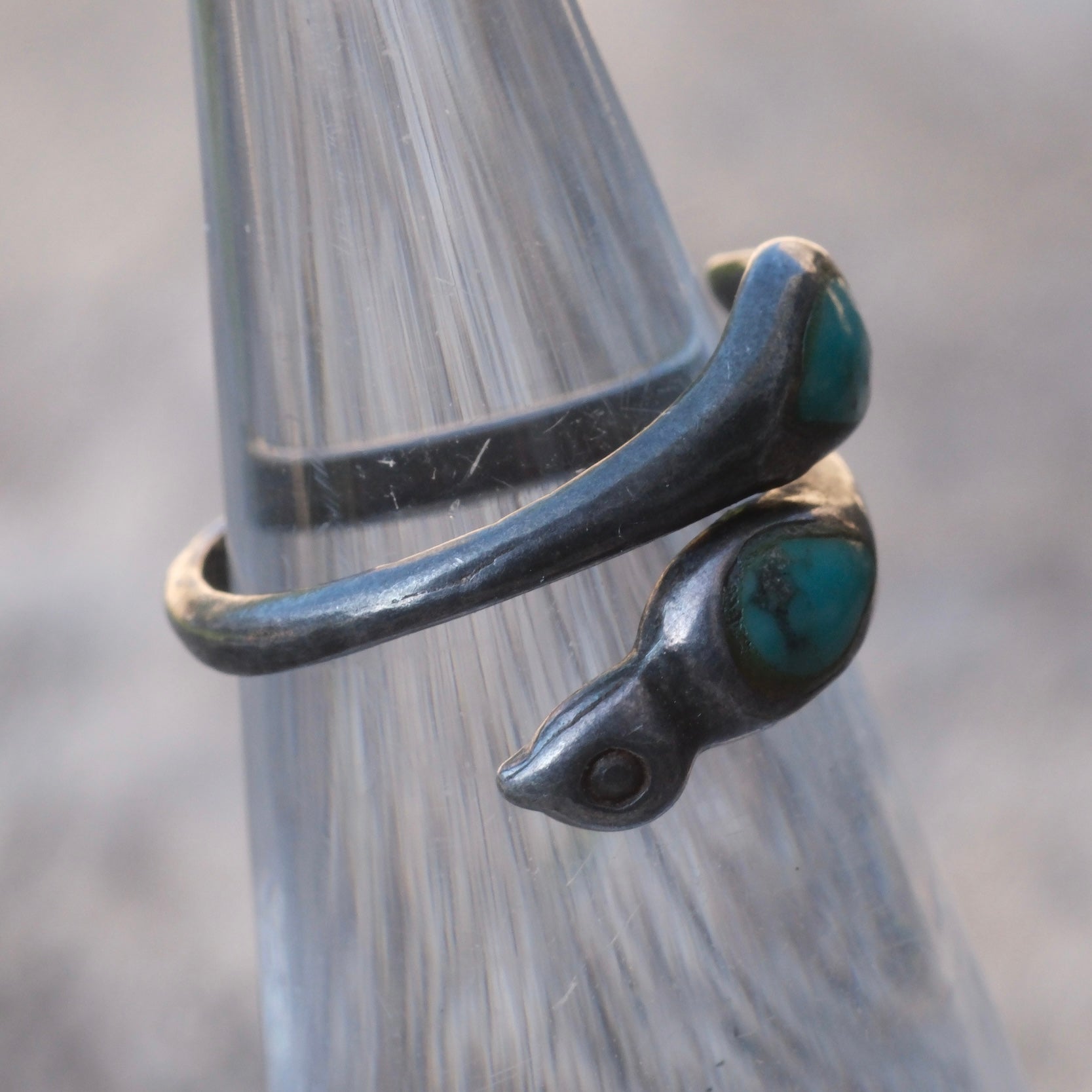 Vintage Sterling Turquoise Overpass Ring 3.25