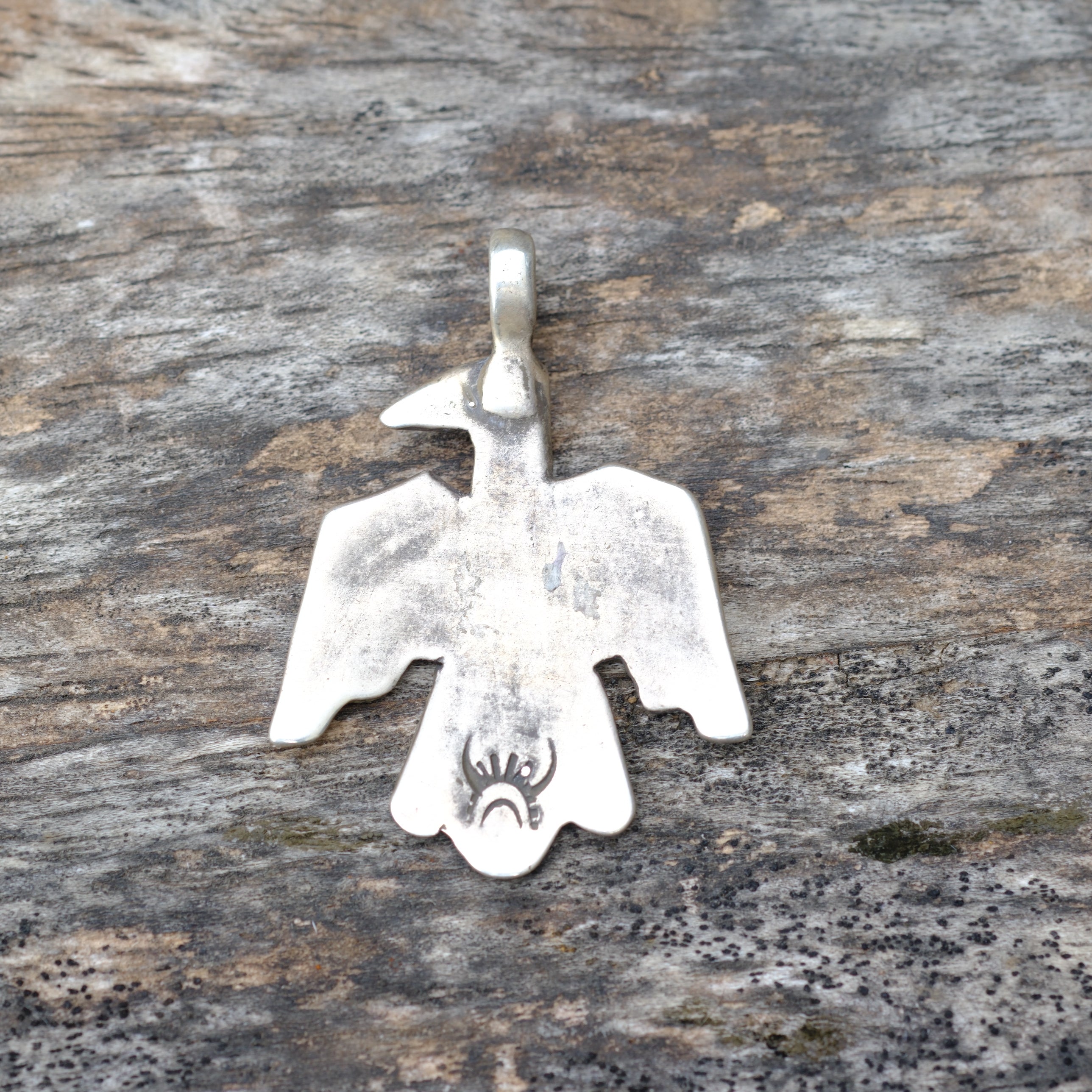 Sterling Silver Stamped Thunderbird Necklace