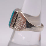 Vintage Sterling Turquoise Stamped Band Ring 9.25