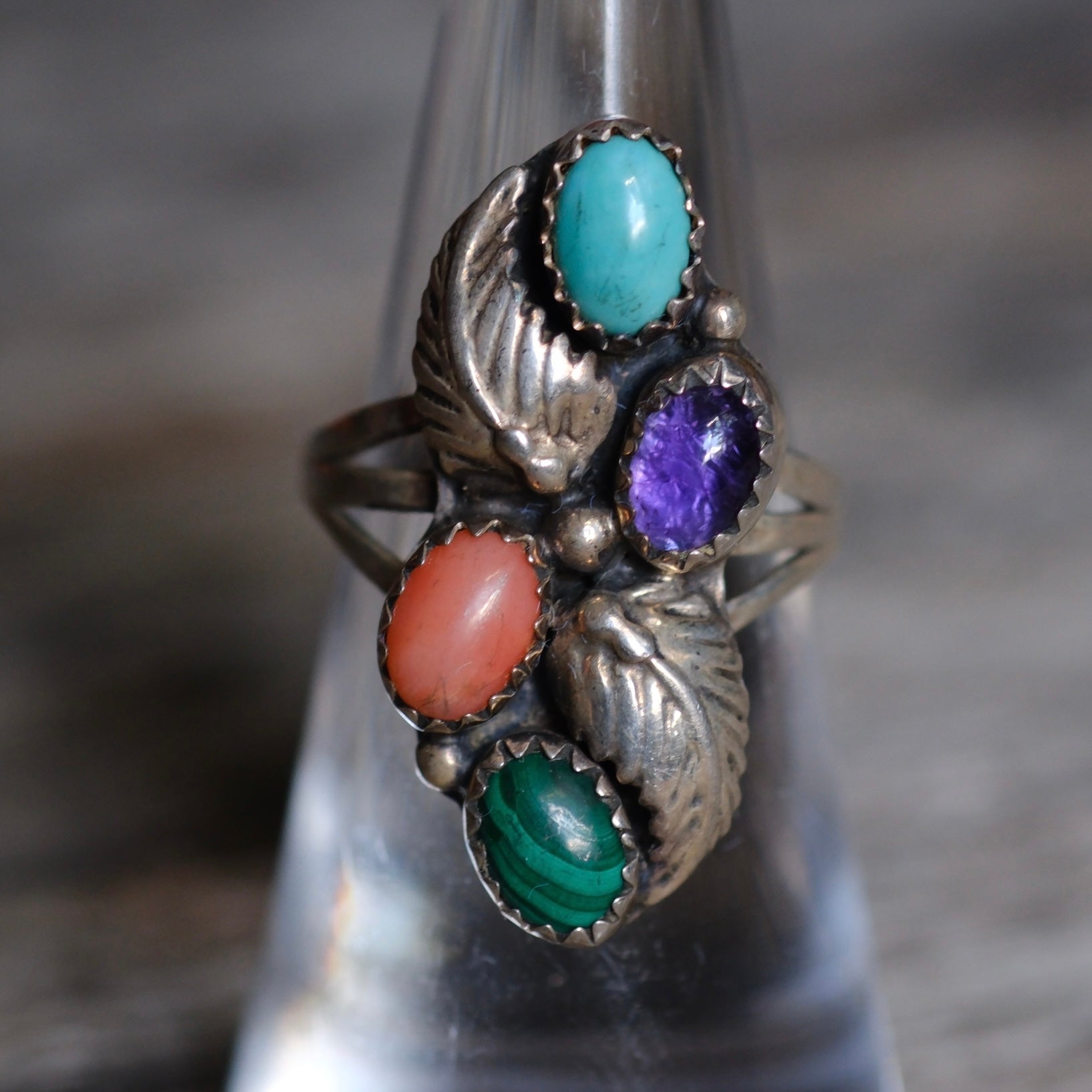 Vintage Sterling Multistone Cluster Ring 6.5