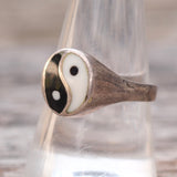 Vintage Sterling Yin Yang Signet Ring 9.25