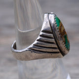 Vintage Sterling Turquoise Ribbed Band Ring 7.75