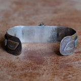 Vintage Sterling Turquoise Inlay Watch Cuff Bracelet