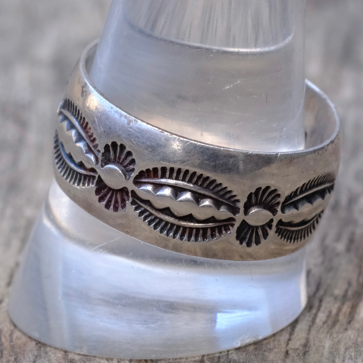Vintage Sterling Silver Wide Stamped Band Ring 12