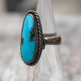 Vintage Sterling Turquoise Roper Ring 4