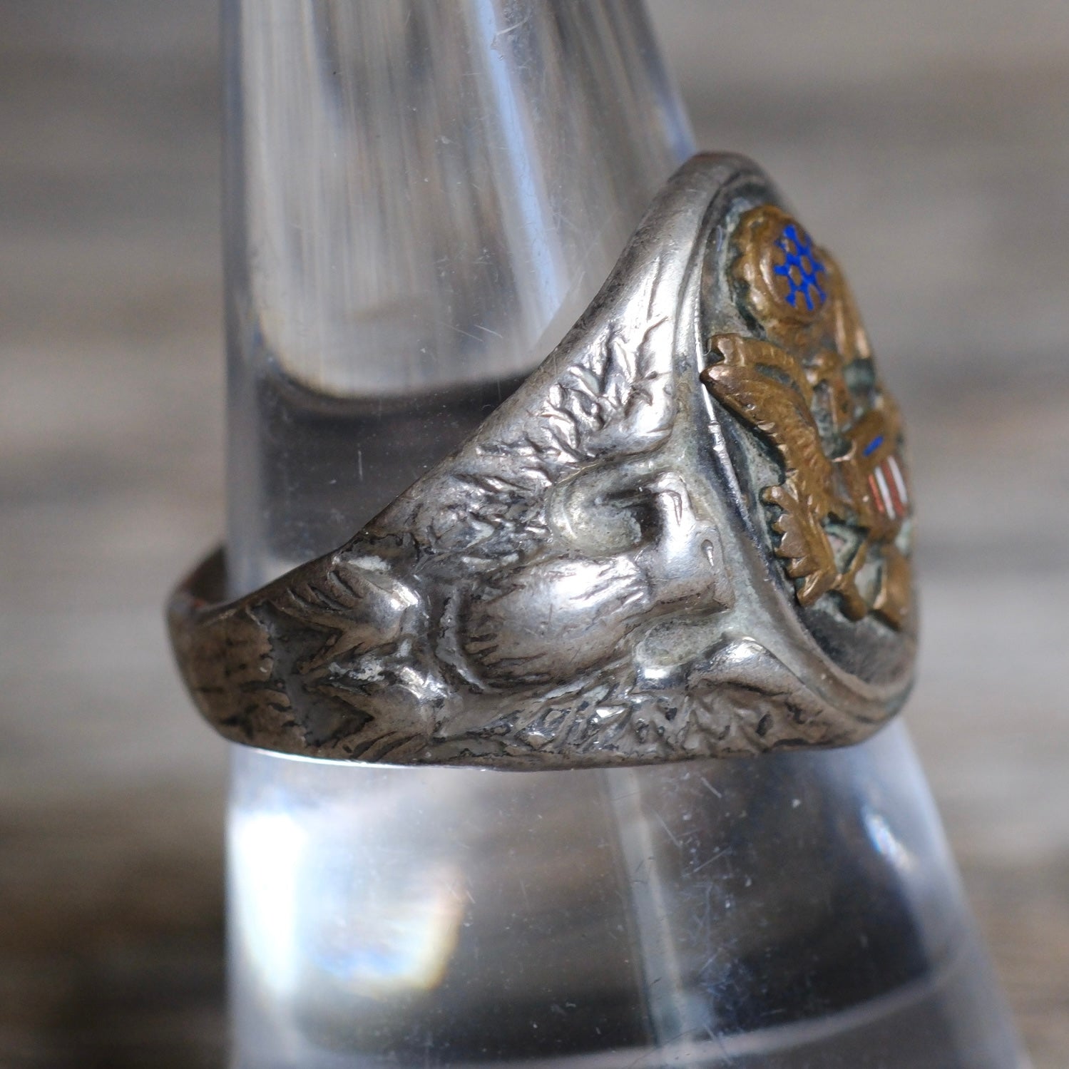Vintage Sterling Military Signet Ring 8.75