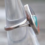 Vintage Sterling Multistone Inlay Ring 5.5