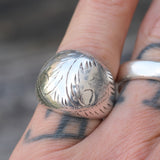 Vintage Sterling Engraved Dome Ring 6.75