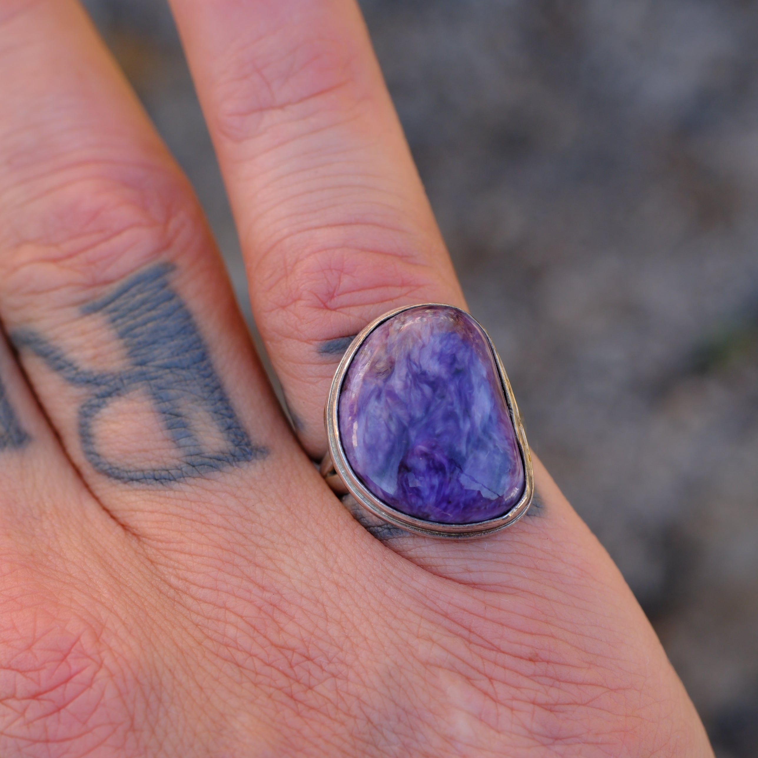 Vintage Sterling Charoite Ring 5.75