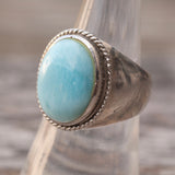 Vintage Sterling Larimar Signet Ring 7.25