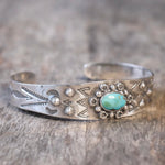 Vintage Sterling Turquoise Stamped Cuff