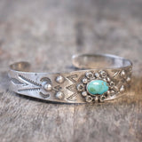 Vintage Sterling Turquoise Stamped Cuff