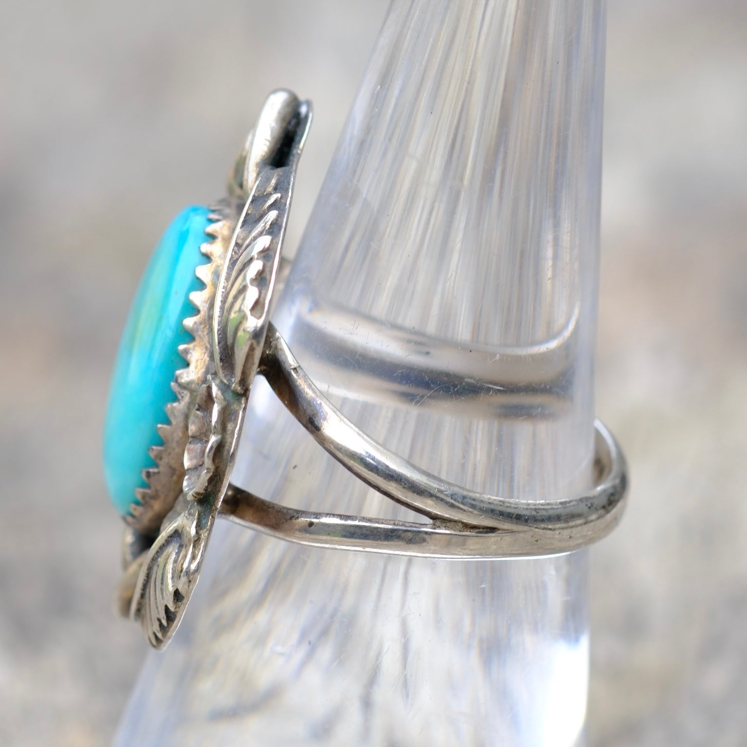 Vintage Sterling Turquoise Feather 7.25