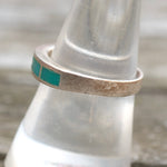 Vintage Sterling Turquoise Inlay Band 8.5