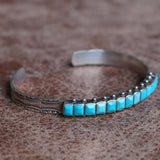 Vintage Sterling Turquoise Inlay Cuff