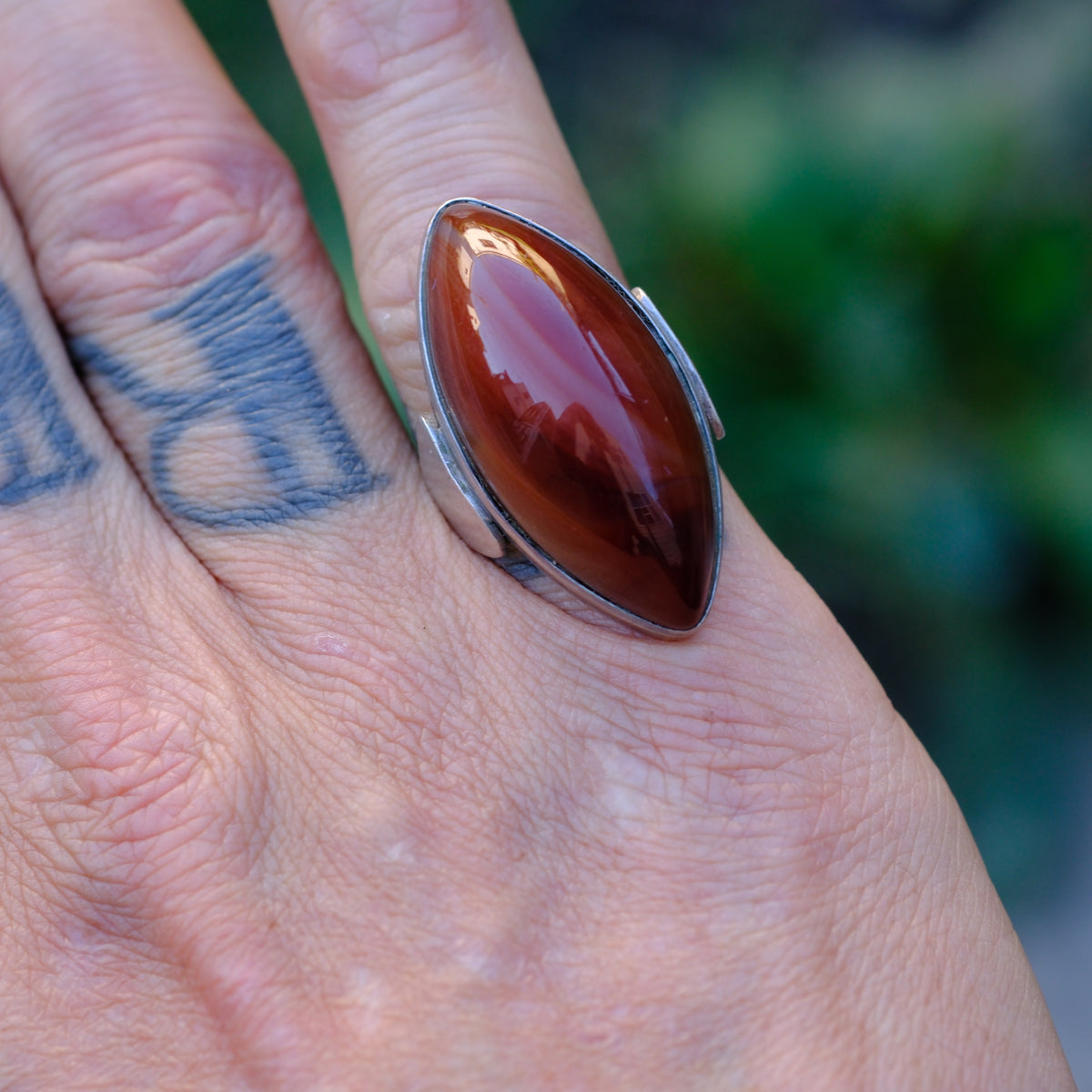 Vintage Sterling Jasper Ring 7.25